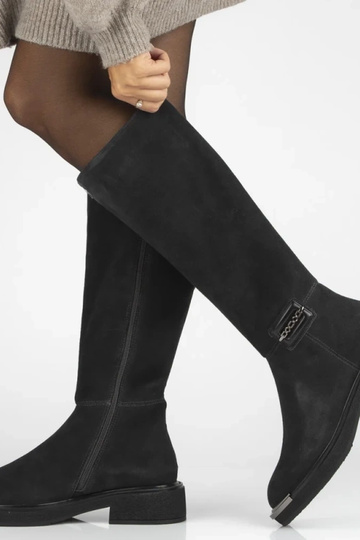 Bottes au-dessus du genou graphite en daim naturel avec bout décoratif Charlie 2