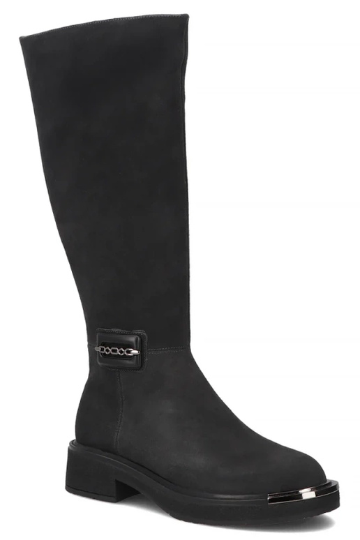 Bottes au-dessus du genou graphite en daim naturel avec bout décoratif Charlie