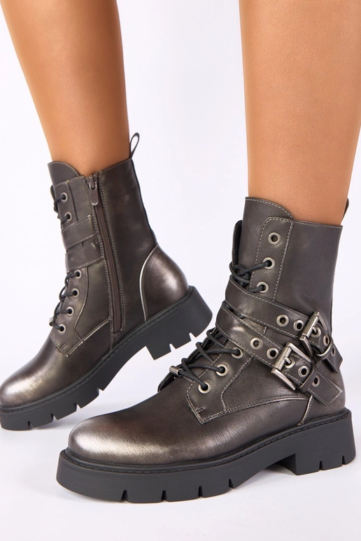 Bottines métalliques sur plateforme avec boucles décoratives Ruthy