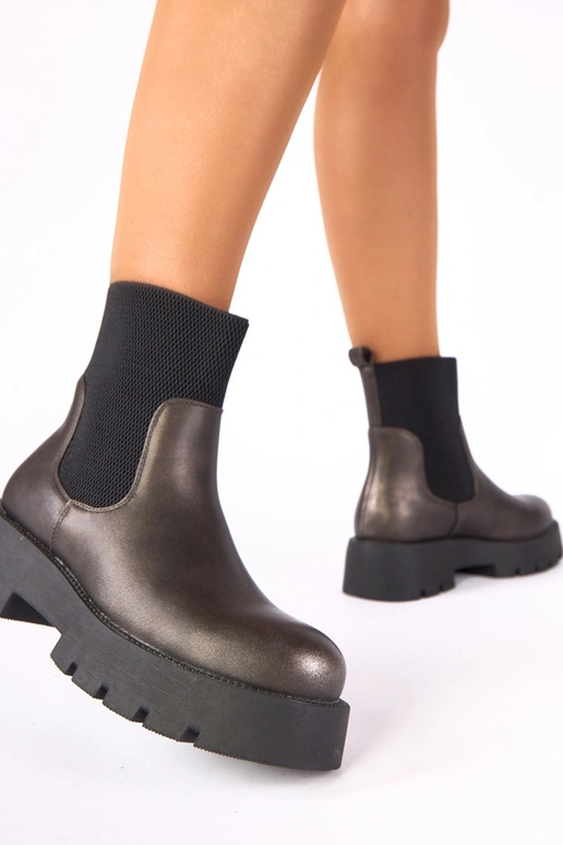 Bottines métalliques sur plateforme avec tige élastique Berniece
