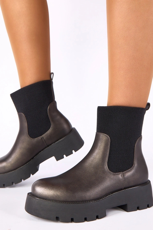 Bottines métalliques sur plateforme avec tige élastique Berniece