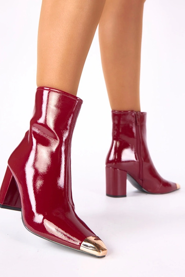 Bottines bordeaux laquées avec bout doré Marilyn 2