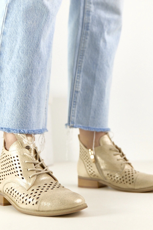 Bottines perforées dorées Potocki