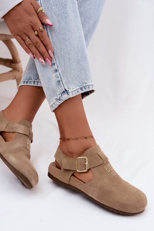 Sandales pour femmes en daim naturel Big Star TT274542 beige
