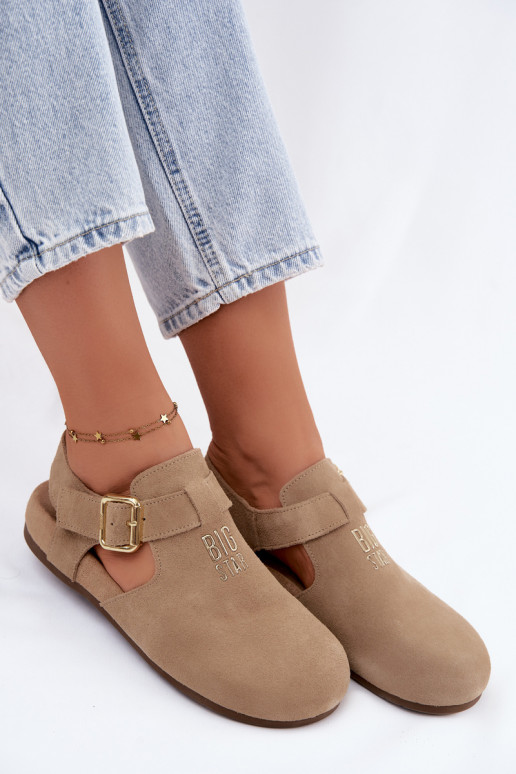 Sandales pour femmes en daim naturel Big Star TT274542 beige