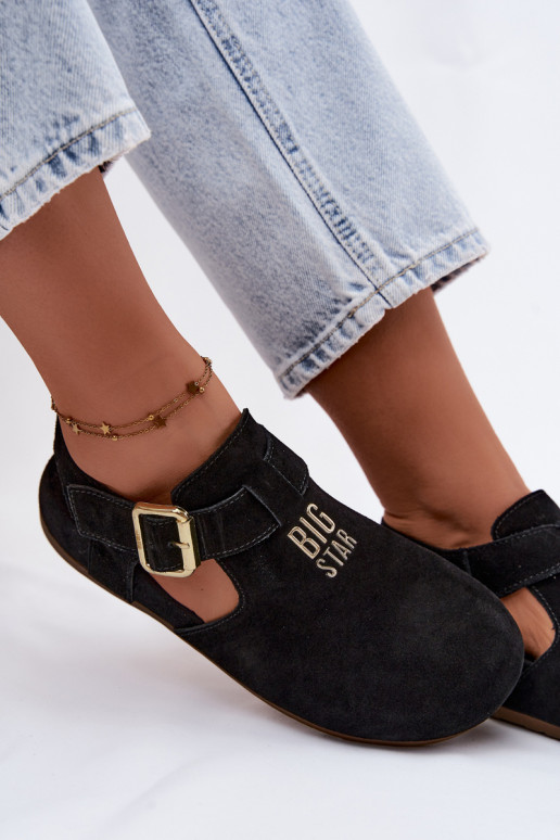Sandales pour femmes en daim naturel Big Star TT274544 noir