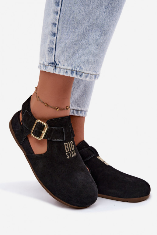 Sandales pour femmes en daim naturel Big Star TT274544 noir