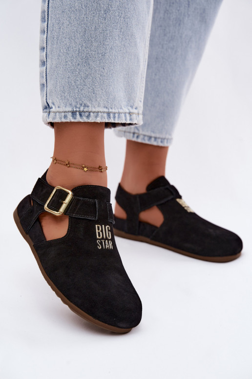 Sandales pour femmes en daim naturel Big Star TT274544 noir