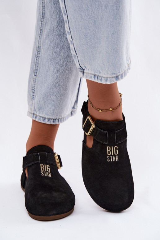 Sandales pour femmes en daim naturel Big Star TT274544 noir