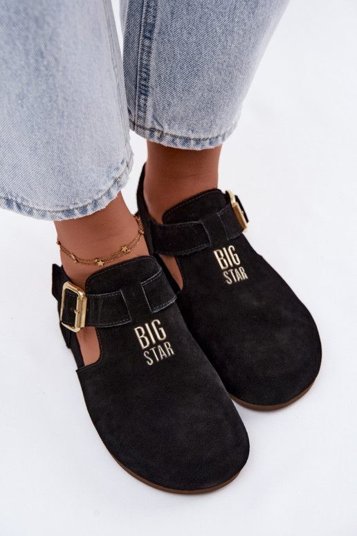 Sandales pour femmes en daim naturel Big Star TT274544 noir