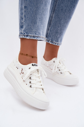 Chaussures blanches décontractées avec plateforme et éléments découpés Lee Cooper LCIN-26-44-4485
