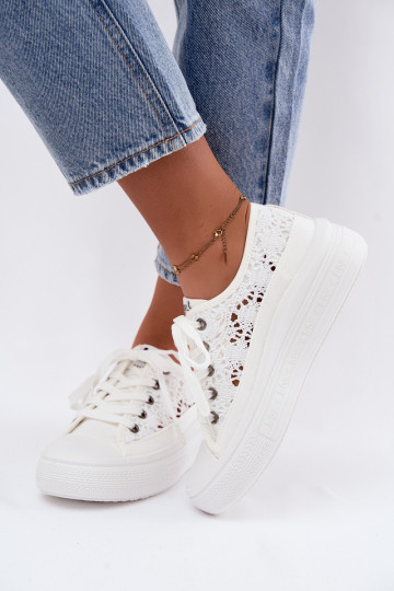 Chaussures blanches décontractées avec plateforme et éléments découpés Lee Cooper LCIN-26-44-4485 2