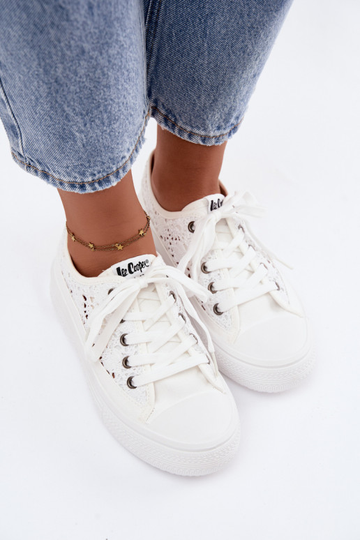 Chaussures blanches décontractées avec plateforme et éléments découpés Lee Cooper LCIN-26-44-4485