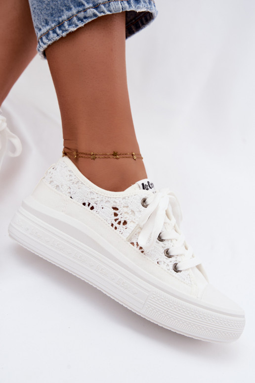 Chaussures blanches décontractées avec plateforme et éléments découpés Lee Cooper LCIN-26-44-4485