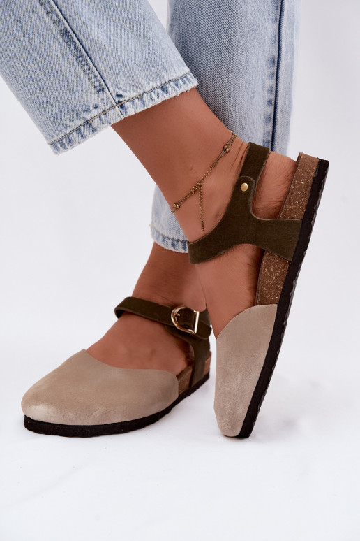 Sandales pour femmes en daim synthétique à bout fermé couleur sable