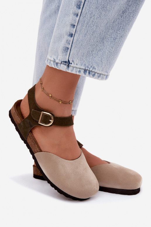 Sandales pour femmes en daim synthétique à bout fermé couleur sable