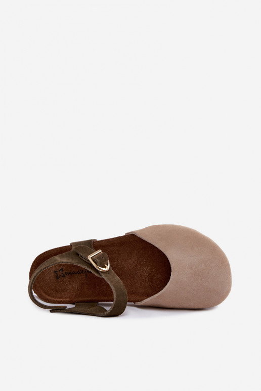Sandales pour femmes en daim synthétique à bout fermé couleur sable