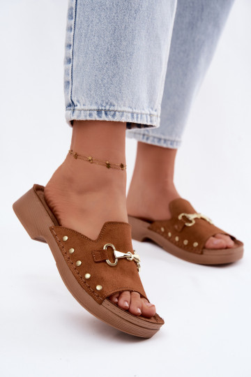 Chaussons en daim synthétique pour femmes Inblu TF0002KU couleur marron 2