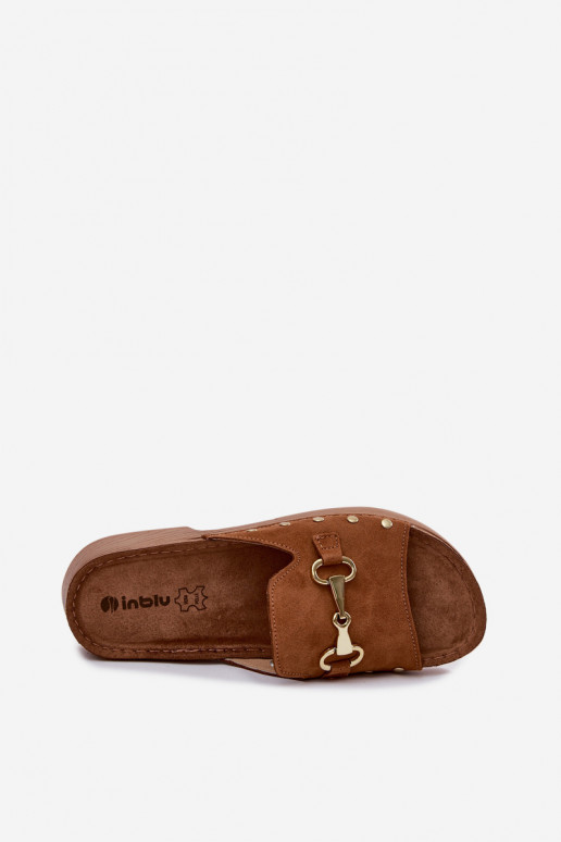 Chaussons en daim synthétique pour femmes Inblu TF0002KU couleur marron