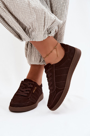 Baskets en daim synthétique pour hommes Vinceza 79635 couleur chocolat 2