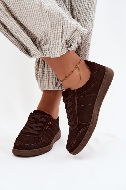 Baskets en daim synthétique pour hommes Vinceza 79635 couleur chocolat