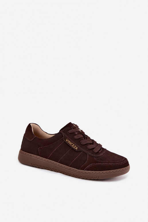 Baskets en daim synthétique pour hommes Vinceza 79635 couleur chocolat