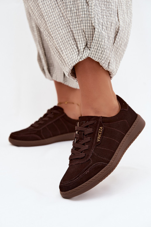 Baskets en daim synthétique pour hommes Vinceza 79635 couleur chocolat