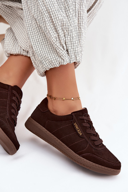 Baskets en daim synthétique pour hommes Vinceza 79635 couleur chocolat