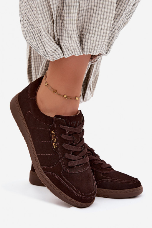 Baskets en daim synthétique pour hommes Vinceza 79635 couleur chocolat