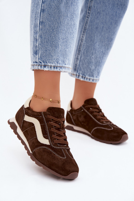 Baskets à plateforme en daim synthétique pour hommes couleur chocolat