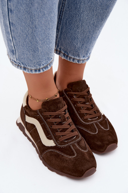 Baskets à plateforme en daim synthétique pour hommes couleur chocolat