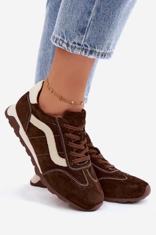 Baskets à plateforme en daim synthétique pour hommes couleur chocolat