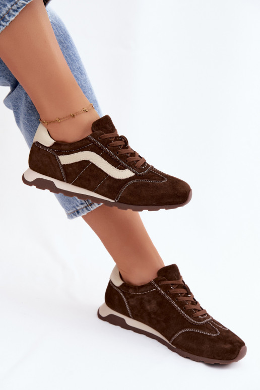 Baskets à plateforme en daim synthétique pour hommes couleur chocolat