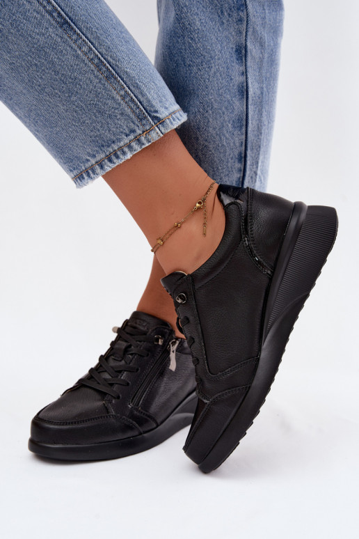 Baskets à plateforme pour femmes Vinceza 79644 couleur noire
