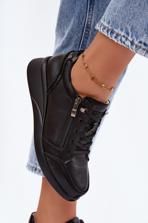 Baskets à plateforme pour femmes Vinceza 79644 couleur noire