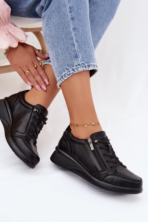 Baskets à plateforme pour femmes Vinceza 79644 couleur noire