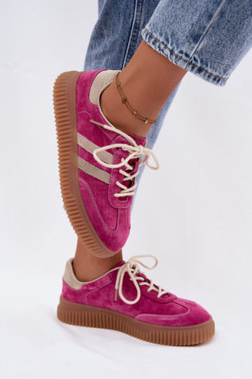 Baskets à plateforme en daim synthétique pour hommes couleur rose-sable