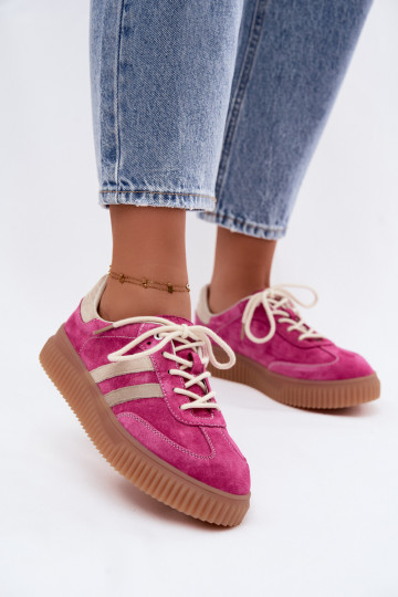 Baskets à plateforme en daim synthétique pour hommes couleur rose-sable 2