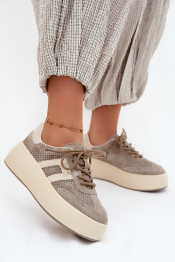 Baskets grises pour femmes avec plateforme et perforation Umbry 2