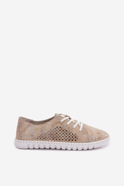 Chaussures beiges à motifs avec éléments ajourés en daim synthétique Tenebra