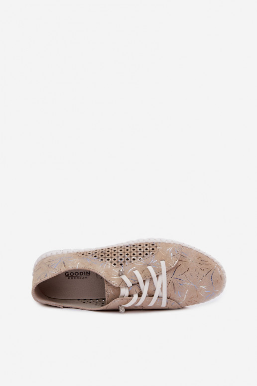 Chaussures beiges à motifs avec éléments ajourés en daim synthétique Tenebra