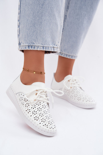 Chaussures blanches pour femmes avec éléments ajourés Softie