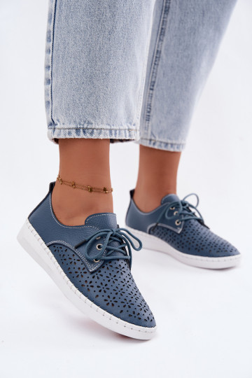 Chaussures bleu marine pour femmes avec éléments ajourés Softie