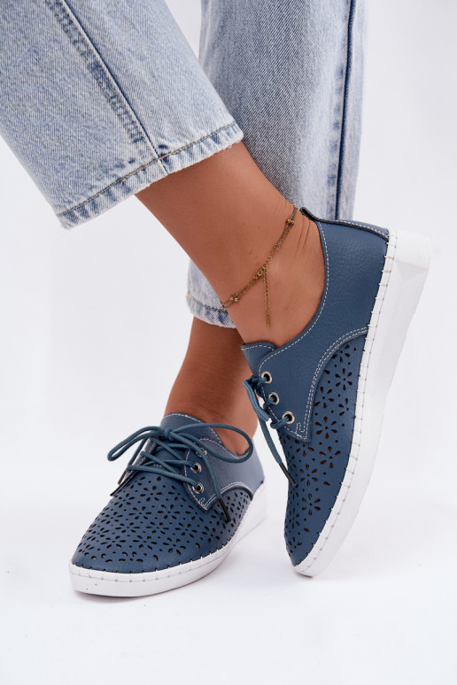 Chaussures bleu marine pour femmes avec éléments ajourés Softie