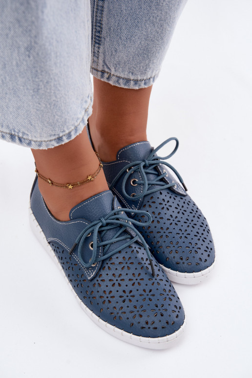 Chaussures bleu marine pour femmes avec éléments ajourés Softie