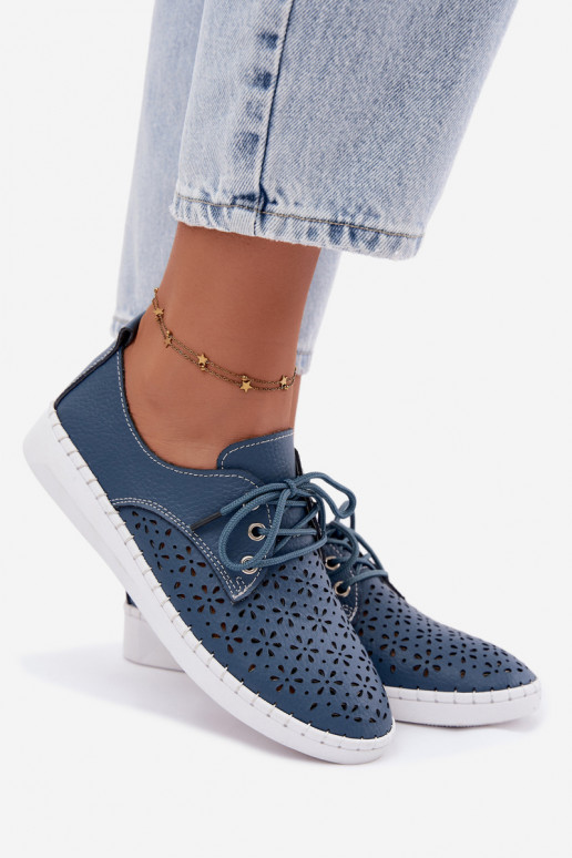 Chaussures bleu marine pour femmes avec éléments ajourés Softie