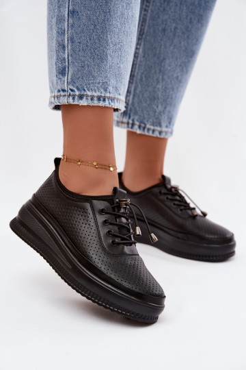 Chaussures noires pour femmes avec plateforme et perforation Dalila 2