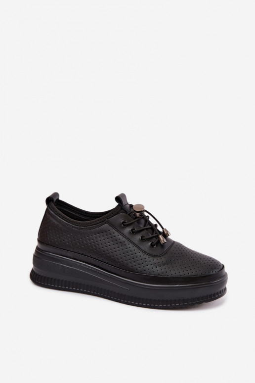 Chaussures noires pour femmes avec plateforme et perforation Dalila