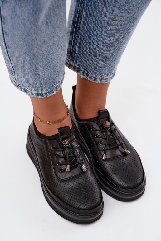Chaussures noires pour femmes avec plateforme et perforation Dalila