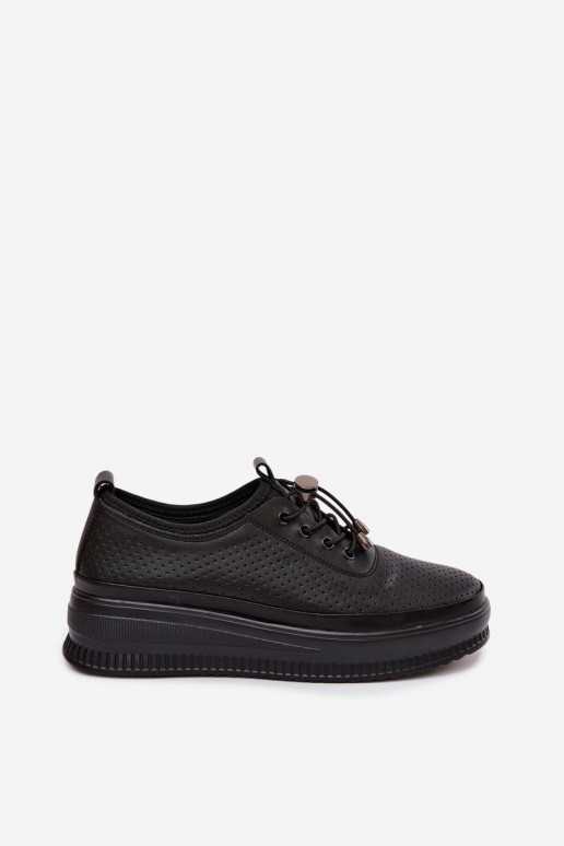 Chaussures noires pour femmes avec plateforme et perforation Dalila